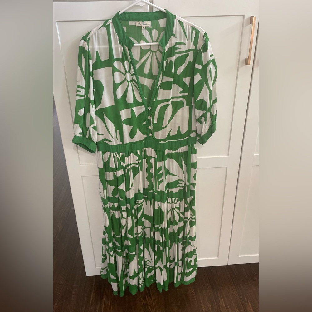 Be Boho Green & White Floral Print Tiered Maxi Dress